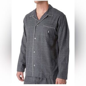 Gray and white striped flannel like pajamas top from POLO Ralph Lauren size m
